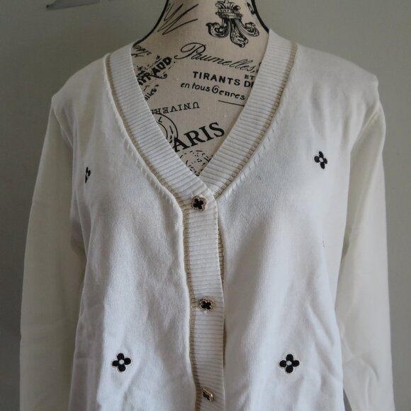 Dressin Cardigan White button down longsleeves size M Brand New w/tag - Picture 2 of 5